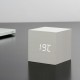 GINGKO Часовник/термометър “CUBE“ - бяло дърво с бели цифри