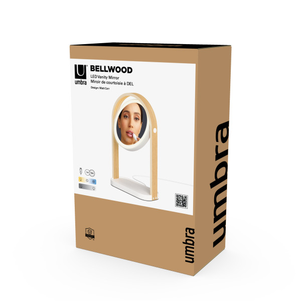 UMBRA Козметично огледало с увеличение и LED светлина “BELLWOOD“ - цвят бял / натурален