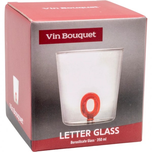 Vin Bouquet Стъклена чаша с декорация БУКВА O - 350 мл.