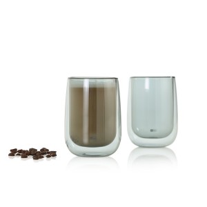 AdHoc Комплект от 2 бр. двустенни чаши DUO GLASS,400 мл. - сиво стъкло