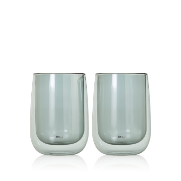 AdHoc Комплект от 2 бр. двустенни чаши DUO GLASS,400 мл. - сиво стъкло