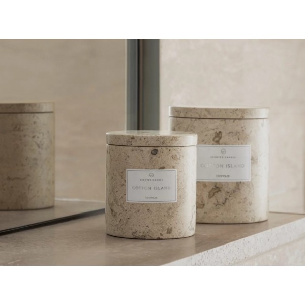 BLOMUS Ароматна свещ FRABLI, размер L - аромат Cotton Island - цвят Travertine