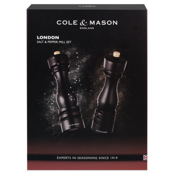 COLE & MASON Комплект мелнички за сол и пипер “LONDON“ - 22 см. - цвят тъмен шоколад