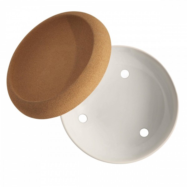 EMILE HENRY Керамична фруктиера с корков капак LARGE STORAGE BOWL, Ø 36 см - цвят екрю