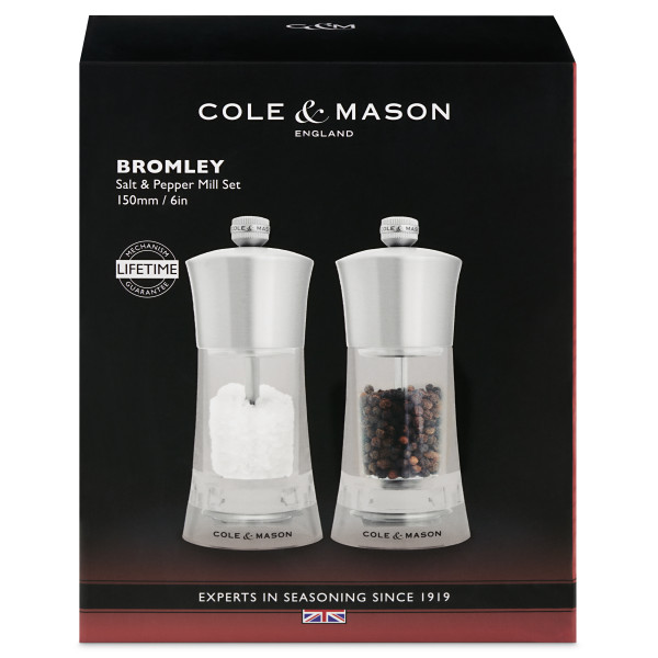 COLE & MASON Комплект акрилни мелнички за сол и пипер “BROMLEY“ - 15 см.