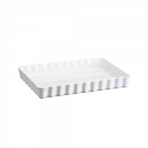 EMILE HENRY Керамична форма за тарт "DEEP RECTANGULAR TART DISH" - цвят бял