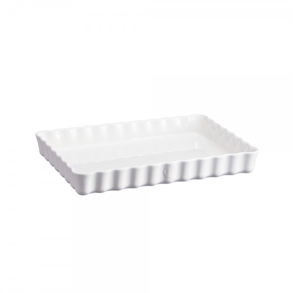 EMILE HENRY Керамична форма за тарт "DEEP RECTANGULAR TART DISH" - цвят бял