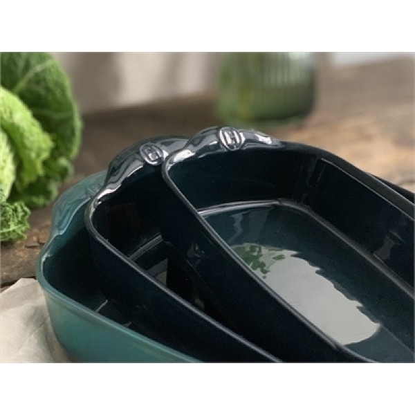 EMILE HENRY Керамична тава " SMALL RECTANGULAR OVEN DISH"- 30х19 см - цвят тъмнозелен