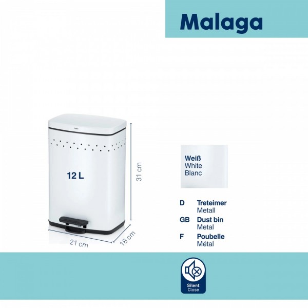 KELA Кош за отпадъци с педал - Malaga - бял - 5 л.