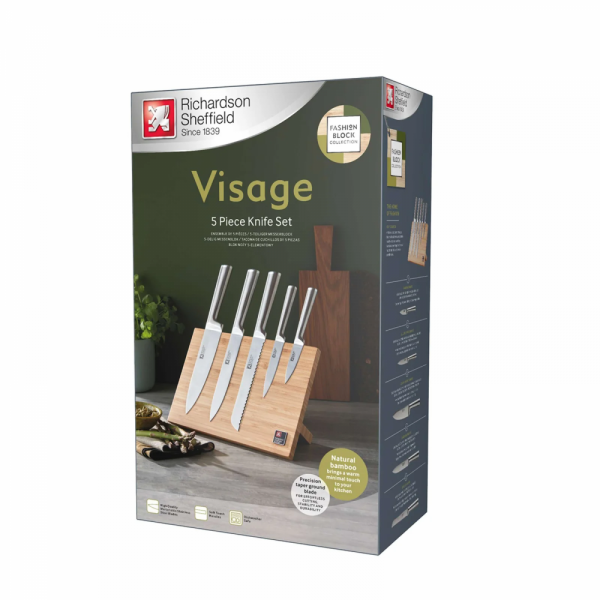 Richardson Sheffield Комплект ножове VISAGE 5 бр. с магнитна бамбукова стойка