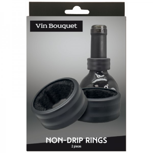 Vin Bouquet Стоманени пръстени за вино - 2 бр. - черни