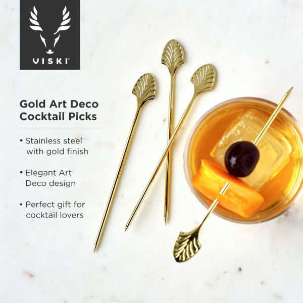VISKI Коктейлни клечки 4бр. “Art Deco Gold“