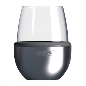 ASOBU Чаша с термоизолираща основа “WINE KUZIE“ - цвят сребрист