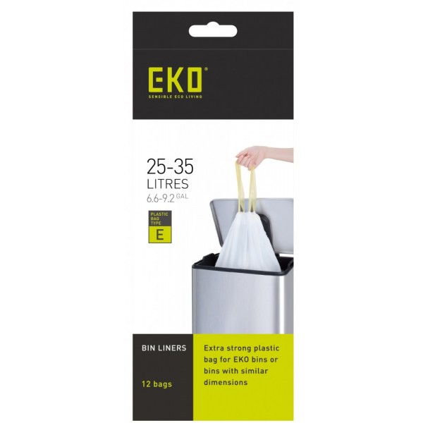 EKO Торби за смет с връзки, размер Е, 25-35 литра, 12 бр