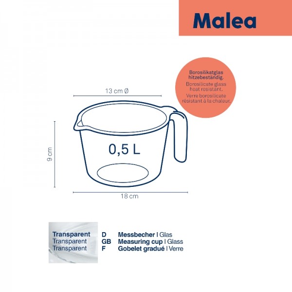KELA Стъклена мерителна кана “Malea“ - 500 мл
