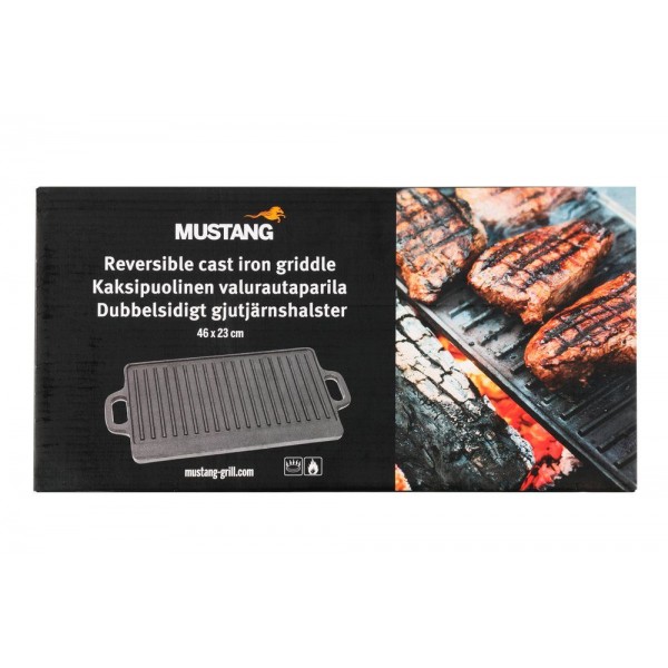 MUSTANG Двустранна чугунена плоча за BBQ - 46 х 23 см.