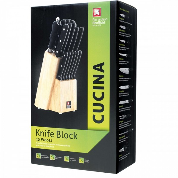 Richardson Sheffield Комплект ножове CUCINA 15 бр. в дървен блок