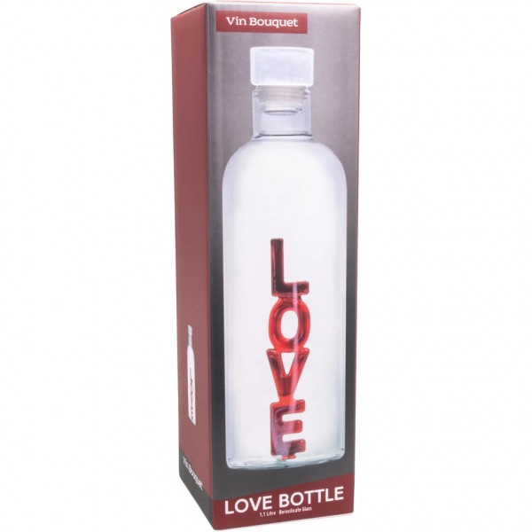 Vin Bouquet Стъклена бутилка с декорация LOVE - 1,1 л.