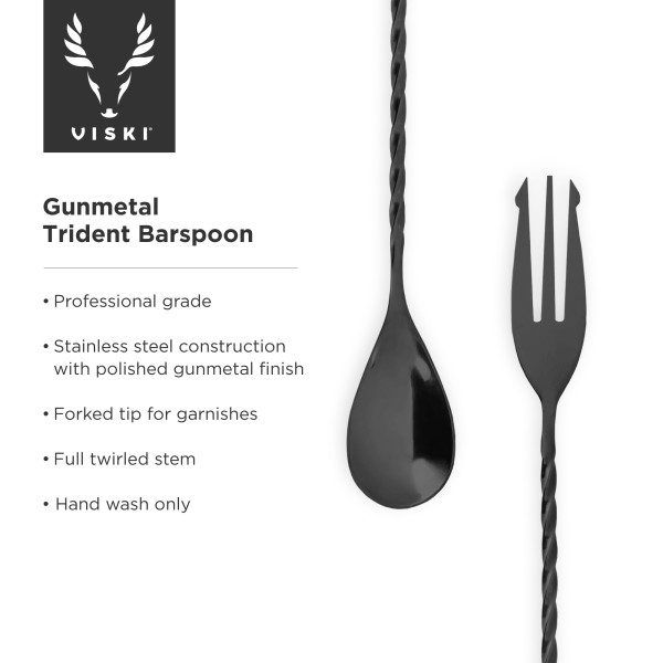 VISKI Лъжица за коктейли с вилица “TRIDENT“ - цвят GunMetal