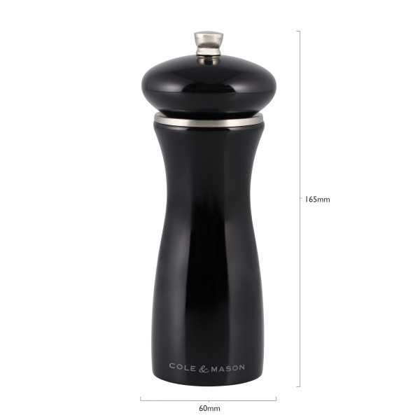 COLE&MASON Мелничка за сол “SHERWOOD BLACK GLOSS“ - 16,5 см. - цвят черен