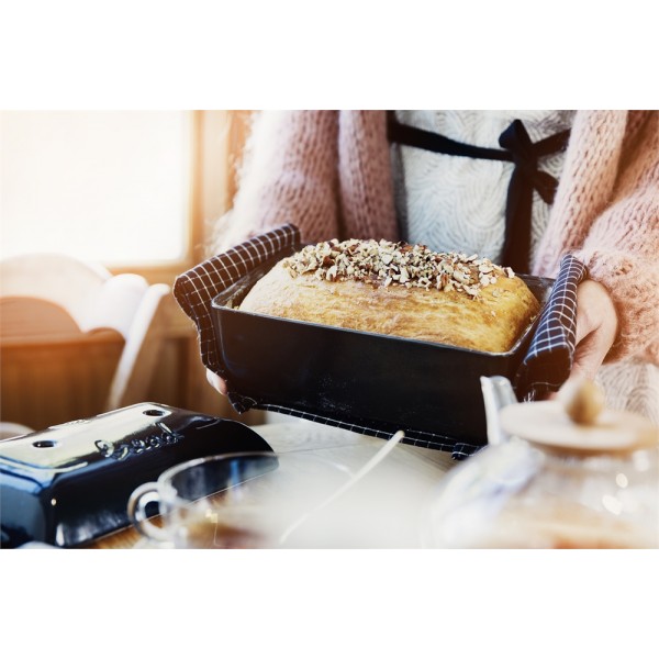 EMILE HENRY Керамична правоъгълна форма за печене на хляб "BREAD LOAF BAKER" - 28 х 13 х 12 см - цвят черен