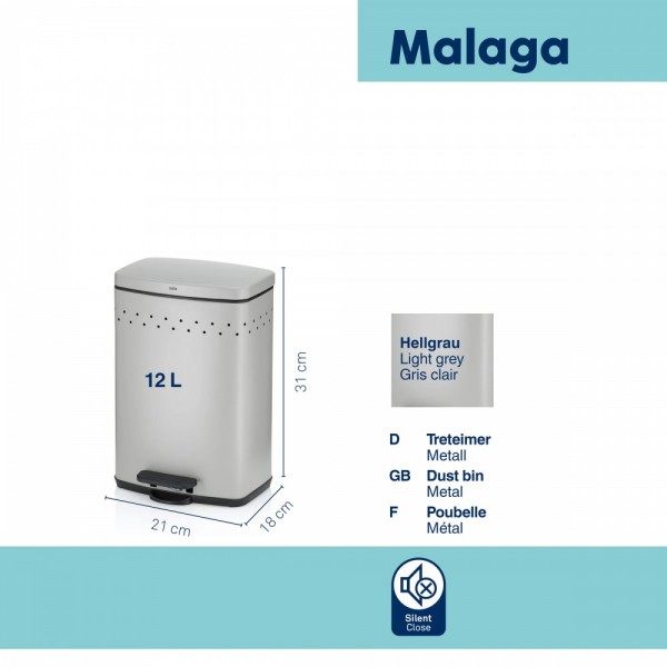 KELA Кош за отпадъци с педал - Malaga - светло сив - 5 л.
