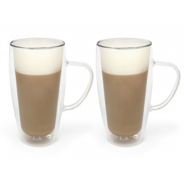 BREDEMEIJER Сет от 2 двустенни стъклени чаши с дръжка за Cappuccino/Latte Macchiato - 400 мл.