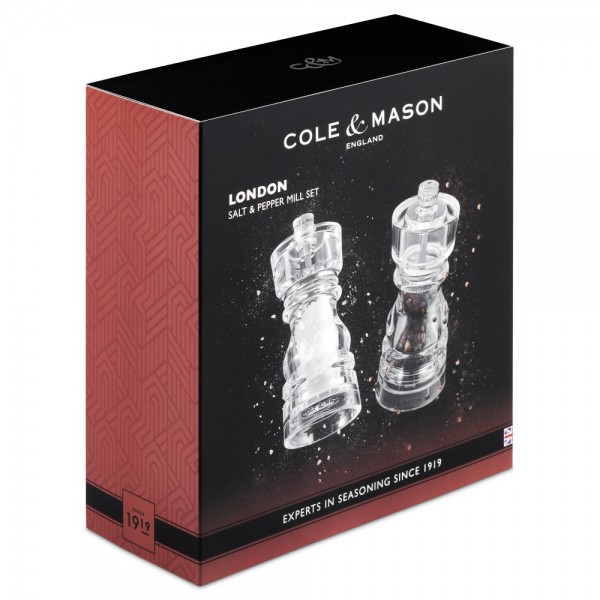 COLE & MASON Комплект мелнички за сол и пипер “LONDON“ - 13 см. - прозрачни