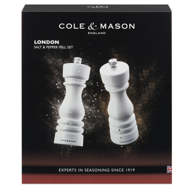 COLE & MASON Комплект мелнички за сол и пипер “LONDON“ - 18 см. - цвят бял гланц