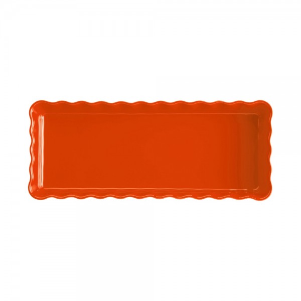 EMILE HENRY Керамична форма за тарт "SLIM RECTANGULAR TART DISH"- цвят оранжев