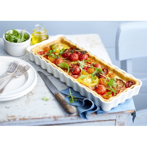 EMILE HENRY Керамична форма за тарт "SLIM RECTANGULAR TART DISH"- цвят оранжев