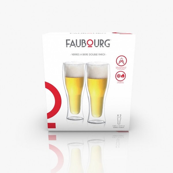 FAUBOURG Сет от 2 бр. двустенни стъклени чаши за бира “DUBLIN“ - 250 мл.