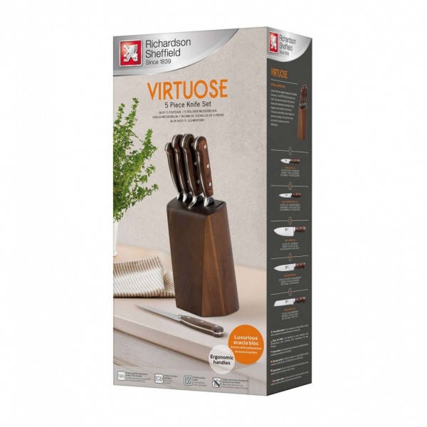 Richardson Sheffield Комплект ножове VIRTUOSE 5 бр. в дървен блок