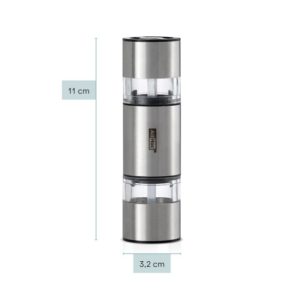 AdHoc Двойна мелничка за сол и пипер DuoMill Mini - 11 см - стомана