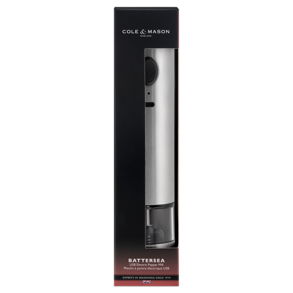 COLE & MASON Електрическа мелничка с USB за сол и пипер BATTERSEA - 21 см.