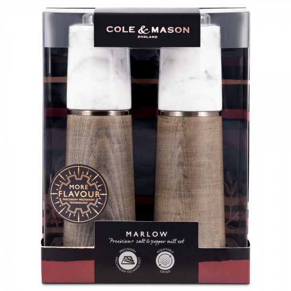 COLE & MASON Подаръчен комплект мелнички за сол и пипер “MARLOW MARBLE“ - 18,5 см.