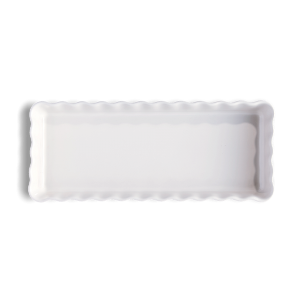 EMILE HENRY Керамична форма за тарт "SLIM RECTANGULAR TART DISH"- цвят бял