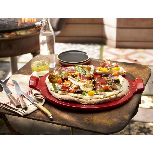 EMILE HENRY Керамична плоча за пица "SMOOTH PIZZA STONE" - Ø 36,5 см - цвят червен