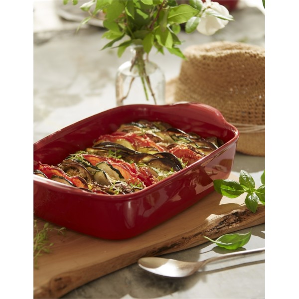 EMILE HENRY Керамична тава "RECTANGULAR OVEN DISH"- 36,5 х 23,5 см - цвят червен
