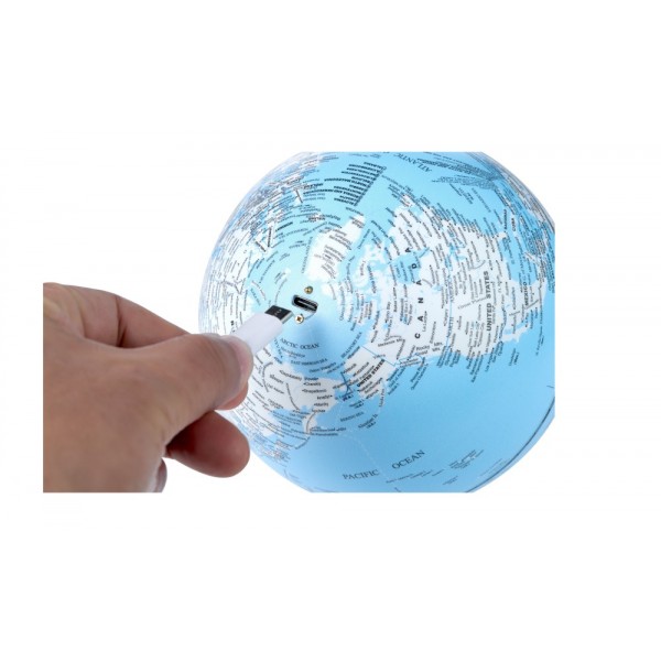 GINGKO Смарт лампа глобус “Atlas Globe“ - светлосиня/бял ясен