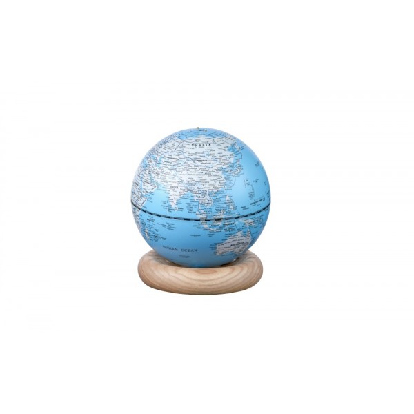 GINGKO Смарт лампа глобус “Atlas Globe“ - светлосиня/бял ясен