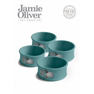 JAMIE OLIVER Комплект от 4бр форми с падащо дъно Ø10см - цвят атлантическо зелено