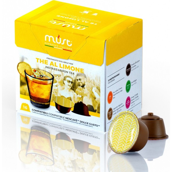 Must The Al Limone 16 бр Студен чай с вкус на лимон, капсули съвместими с Dolce Gusto