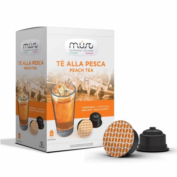 Must The Alla Pesca 16 бр Студен чай с вкус на праскова, капсули съвместими с Dolce Gusto