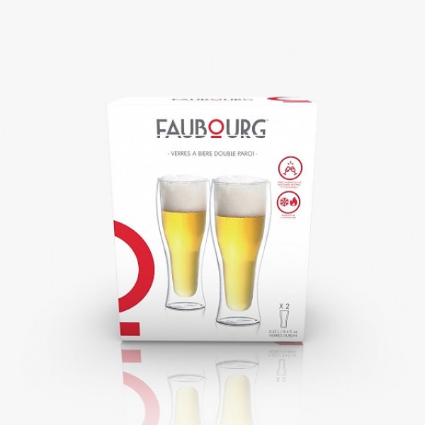 FAUBOURG Сет от 2 бр. двустенни стъклени чаши за бира “DUBLIN“ - 480 мл.