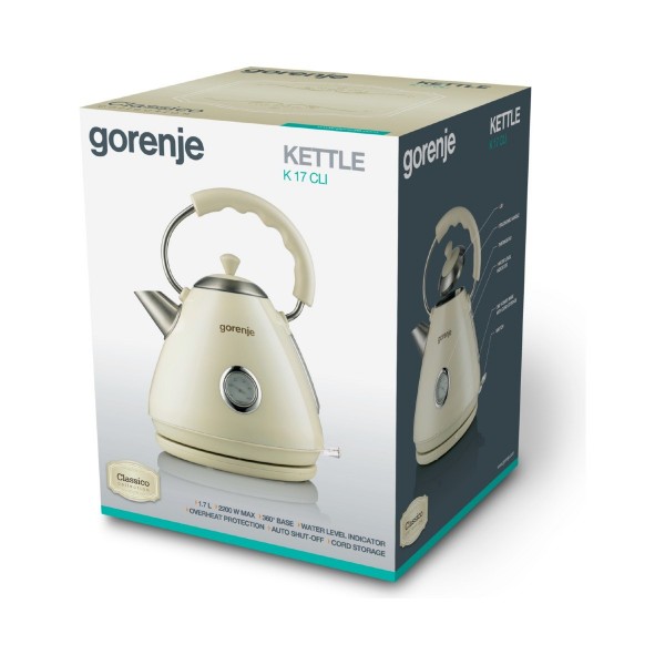 Gorenje K17CLI Електрически чайник, 1,7 литра, 2200W